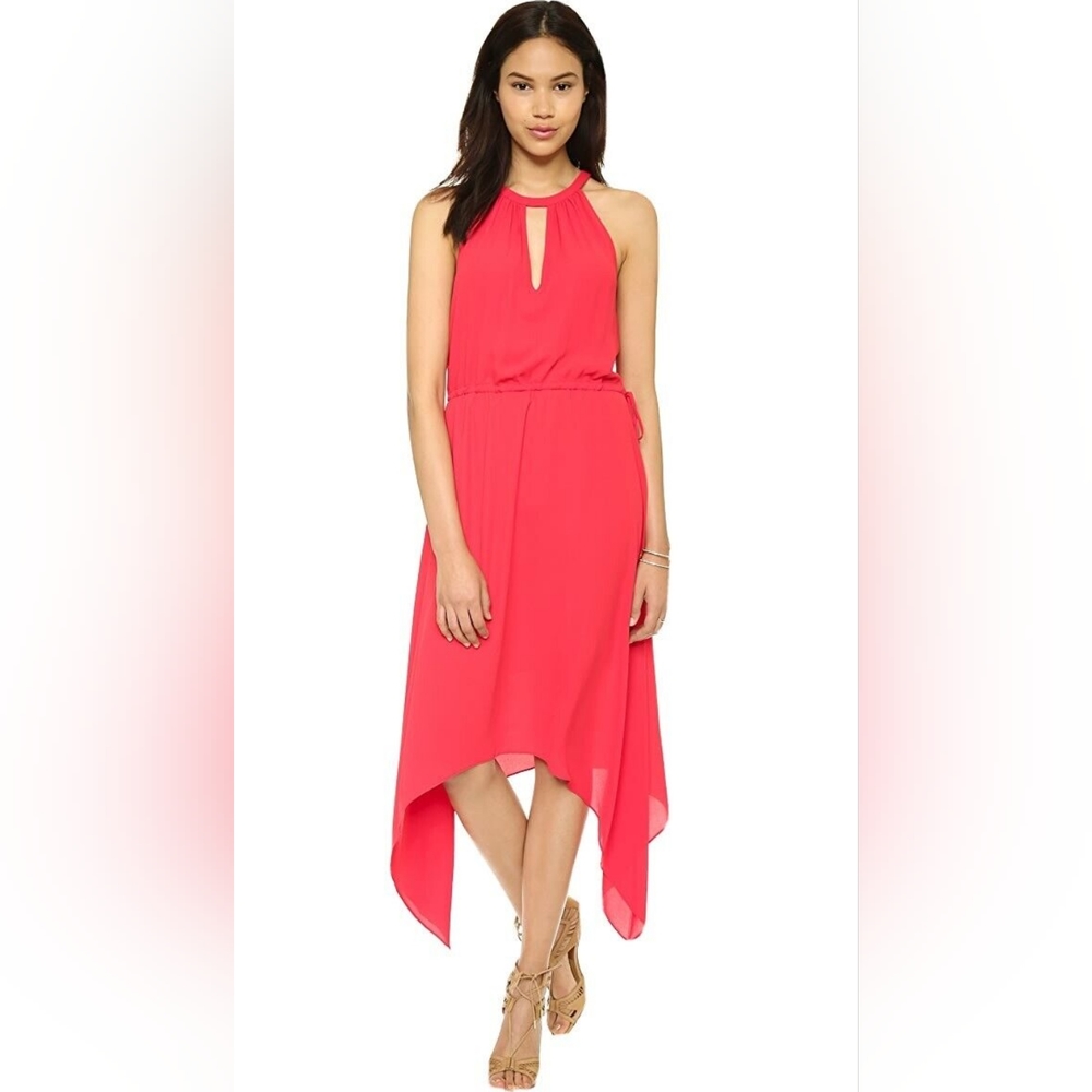 BCBGMAXAZRIA red keelie hi-low halter dress